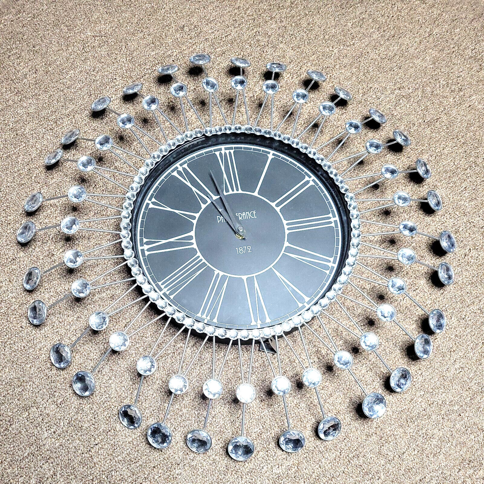 Crystal Sunburst Wall Clock Luxury Diamond Large Morden Wall Clock 10" Clock