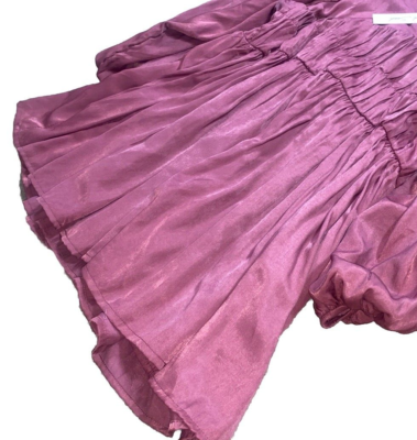 purple short puffy dresses Short Satin Homecoming Dresses Ruffles Puffy Sleeves