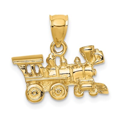 14k Gelbgold 3-D Lokomotive Charm Anhänger perfektes Geschenk für sie