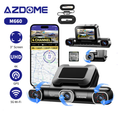 AZDOME 360° 4Kanal 4K Dashcam 5GWiFi GPS 2K+1080P 24H Parkmodus 128GB eMMC+JYX05