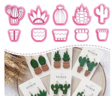 Keoker Polymer Clay Cutters, Cactus Succulent Clay Cutter Jewelry 10 Piece Plant