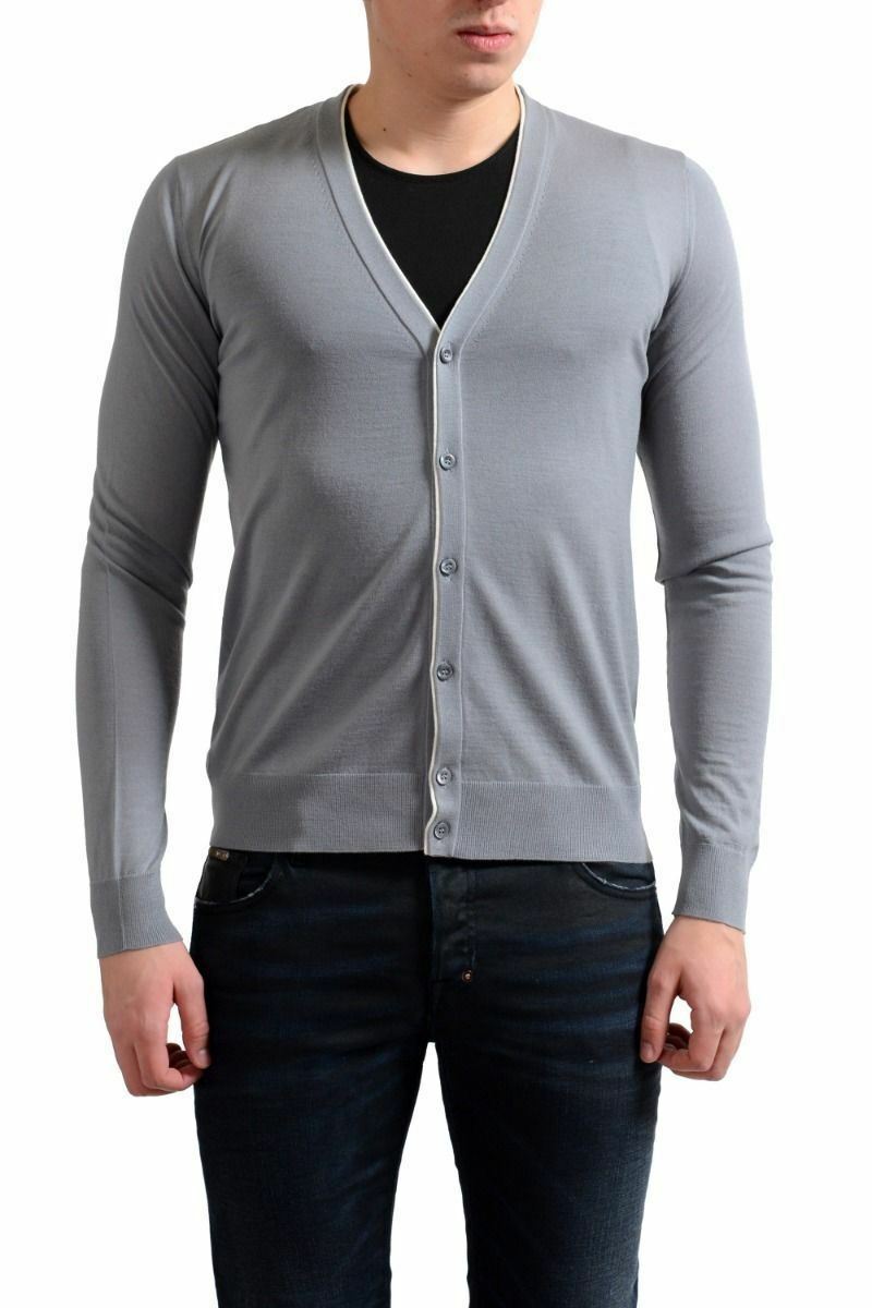 Prada Mens 100 Wool Gray Cardigan Pullover Sweater Size S M 74190₽