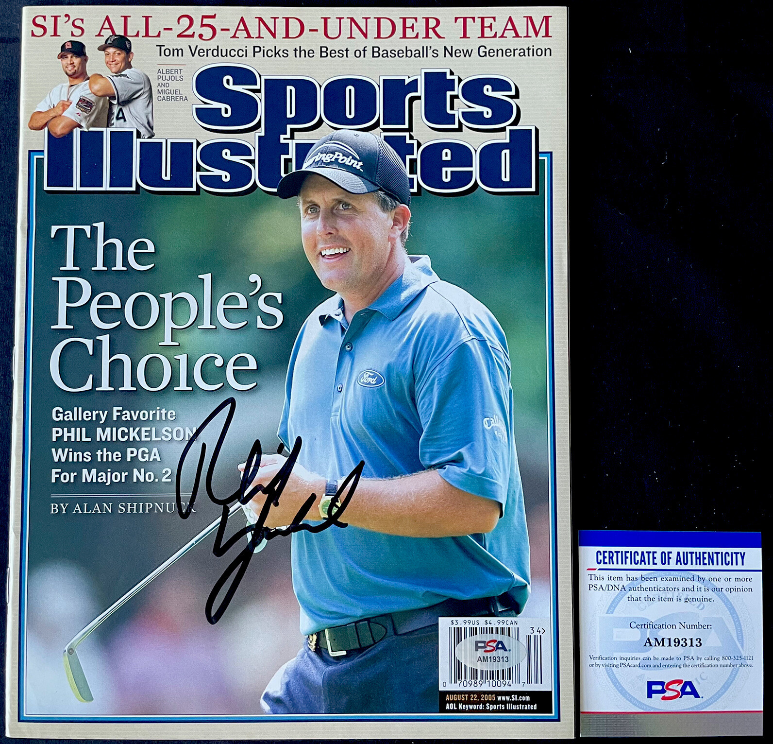 PHIL MICKELSON SIGNED AUTOGRAPH PSA/DNA NO LABEL SPORTS ILLUSTRATED MAGAZINE A