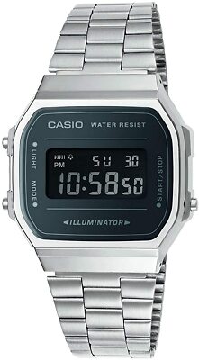 Uhr CASIO A168WEM-1E Edelstahl Schwarz Unisex Digital VINTAGE