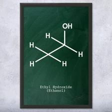 Ethanol Alcohol Molecule Wall Art: Brewmaster Gift, Bar Wall Art, Bartender Gift