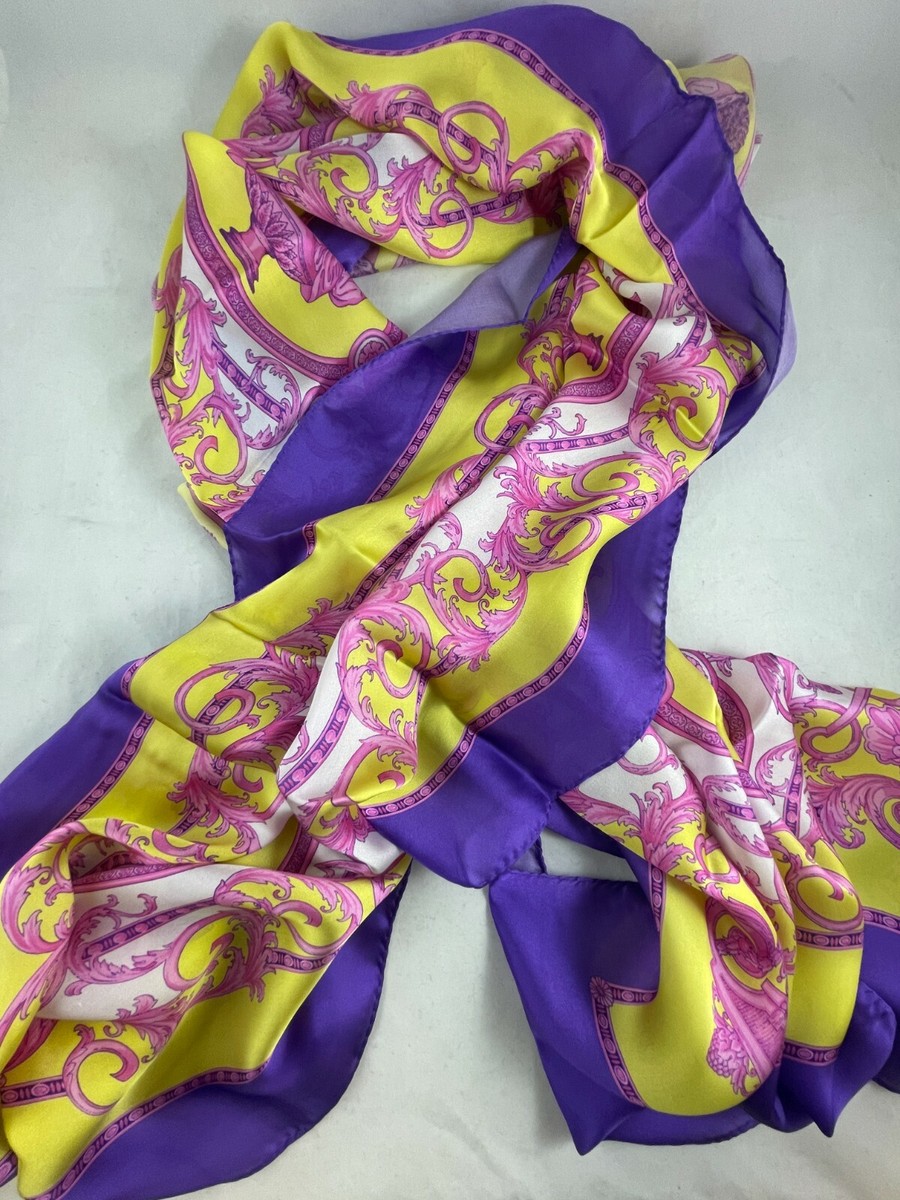 Versace Purple/Pink/Gold Print Silk Shawl Scarf SCN3CFA9056 0006