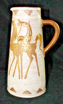 Fratelli Franciullacci Elbee MCM Italian Sgraffito Pottery 9.5'' Horse Pitcher