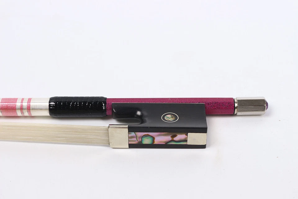 4/4 Violin bow Pink Carbon Stick with Natural HorseHair Ebony Frog Well balanced - image 3 of 4