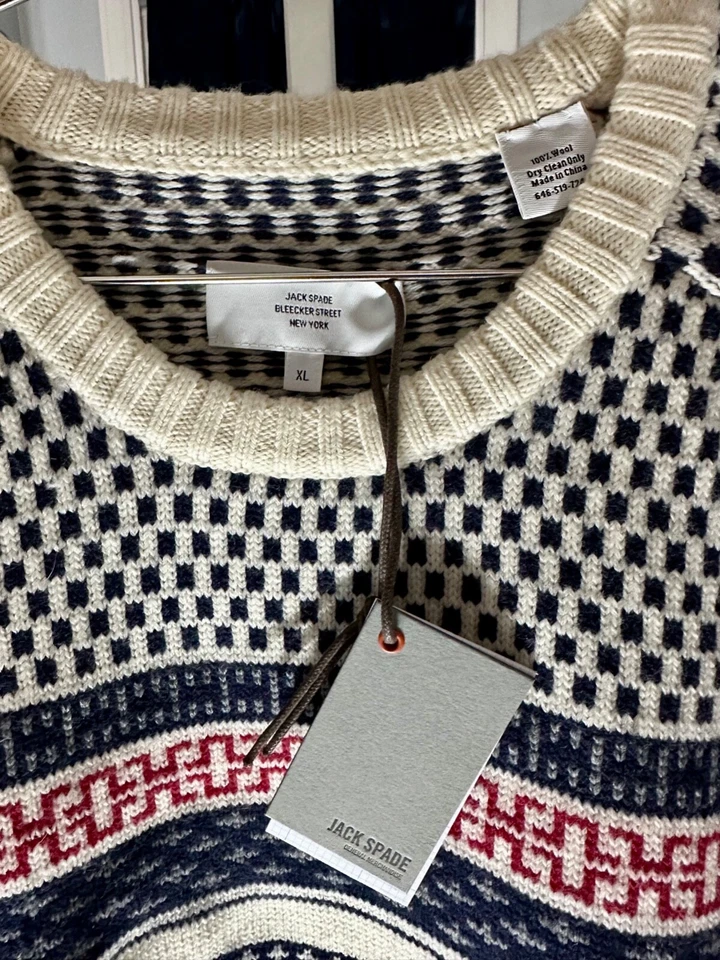 Jack Spade Ski Red/White/Blue Pullover Wool Sweater NWT Mens XL - Image 2 of 4