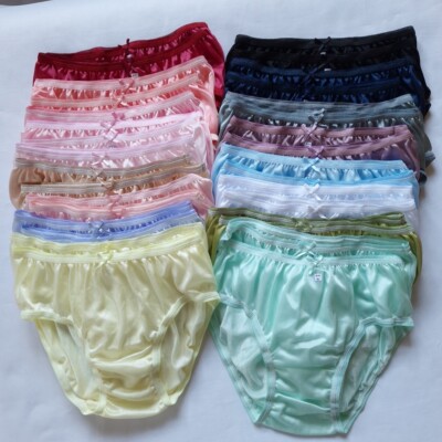 50pcs Bikini Nylon Women Underwear Silky Panties Light Soft Briefs Hip 34''-38'' L
