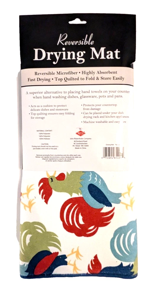 Ritz страны петух блюдо сушилка коврик двусторонний синий фермерский дом подарок новый - Изображение 2 из 4