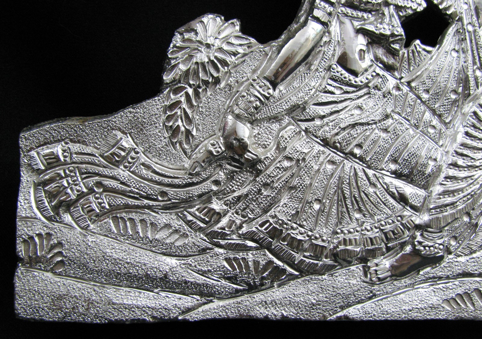 Aluminum HINDU Lord Radha Krishna God Tree Display Temple Plaque Silver Metal