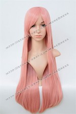 US 27inch Straight Cosplay Wigs 27" Pink Full Head Synthetic Wigs with Bangs