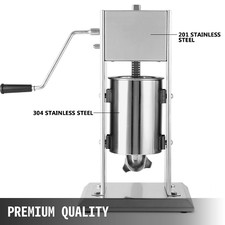 Sausage Stuffer Vertical Stainless Steel 5L 2 Speed Meat Filler Press 5 nozzles