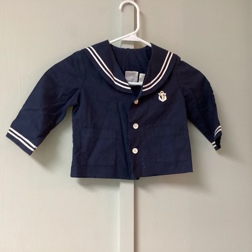 Jaqueta Goodlad Of Philadelphia azul marinho marinheiro náutico tamanho 2T linho vintage - Imagem 3 de 4