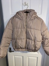 Miss Selfridge Mink Short Hooded Puffer Jacket Size 12