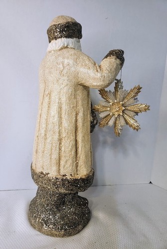 OLD WORLD TEDESCO SANTA DISTRESS con ORO GLITTERATO alto 17" vintage - Foto 6 di 13
