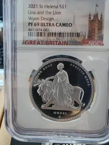 2021 St. Helena Una and The Lion NGC PF69 Proof Silver Coin