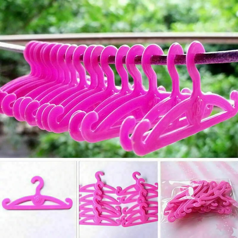 20 X Plastic Hangers For Doll Dress Clothes Accessories E5G5 Type New A6Z3