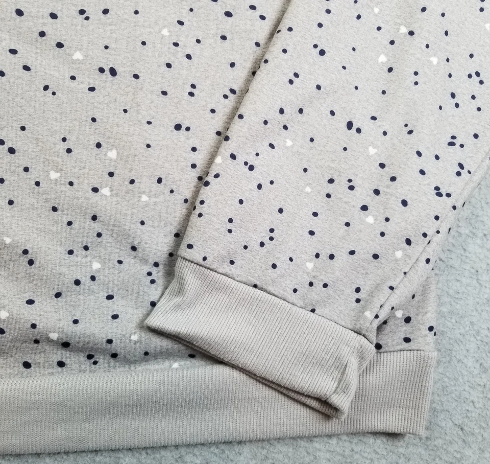 Blusa esplêndida feminina 2XL XXL cinza azul branco ponto coração manga longa bolso elástico - Imagem 3 de 4