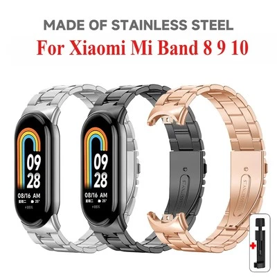 For Xiaomi Mi Band 10 9 8 NFC Smart Watch Stainless Steel Band Metal Strap