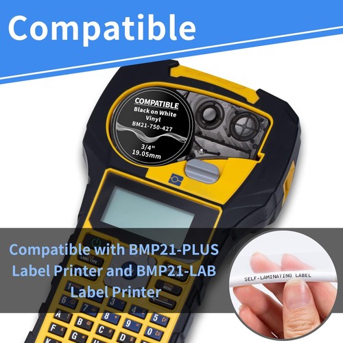 2 Pack For M21-750-427 Label Cartridge,3/4" W,Black/White BMP21 Plus - Picture 2 of 10