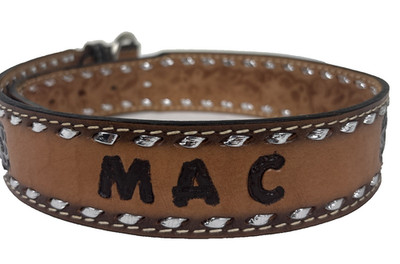 Wright Handtooled Leather Belt Floral ''MAC'' 15424 SIZE 28 Red Silver USA