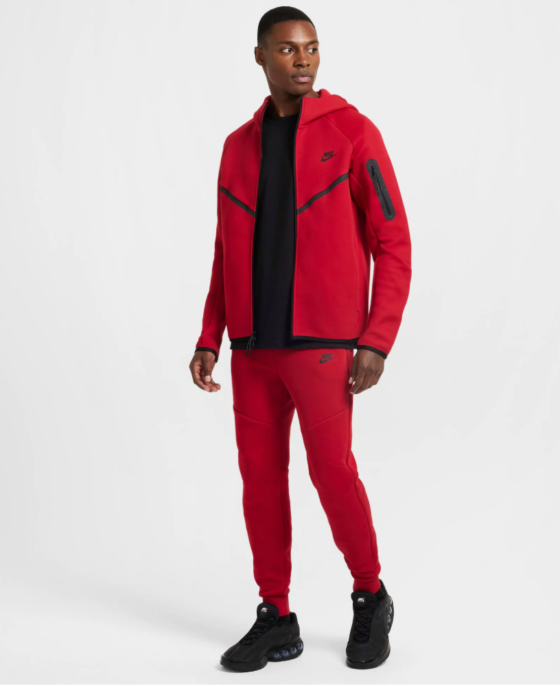 Nike Tech Fleece Joggers Pants Gym Red Black HV0959-687 Men's Size