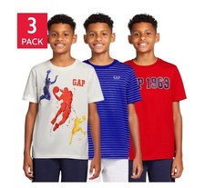 Gap Boys Girls T-Shirt Red Multicolor 3-Piece Graphic Short Sleeve Crewneck