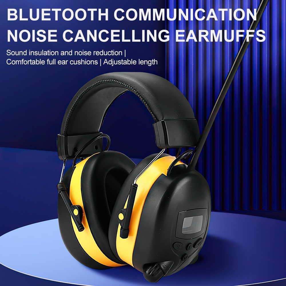 Bluetooth FM Radio Headphones with Digital Display 30Db Hearing Protection Safe
