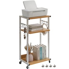 YMYNY Mobile Printer Stand - 3 Tier Under Desk Home Natural Color 