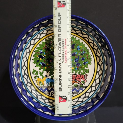 Vtg Jericho Round Ceramic Bowl Tree of Life Holy Land Gift Souvenir 6" Colorful - Picture 5 of 5