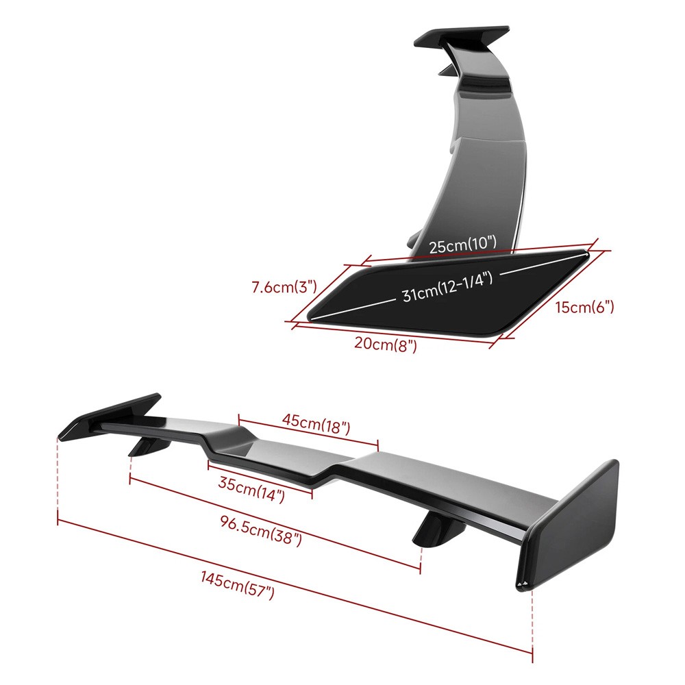 57" Rear Trunk Spoiler TRD Style Wing Lip For Bentley Continental GT Gloss Black