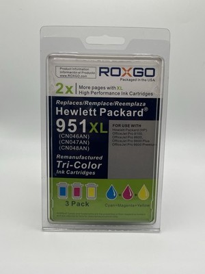 Roxgo HP 951 XL Color Ink Cartridges for HP OfficeJet Pro 8100,8600 Plus New