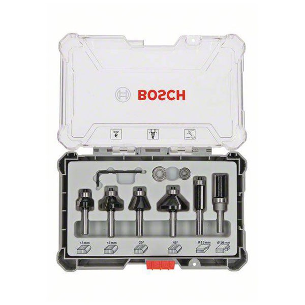 Bosch Edge Milling Cutter Set 6mm Shaft 6-Part Carbide Edge