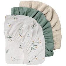 Universal Fitted Muslin Mini Crib Sheets, 3-Pack - Safe  Stylish Baby Bedding