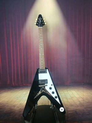 High gloss Black Epiphone 58 Flying V Fully Set Up Open Box Never