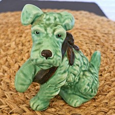 SylvaC Dog Figurine 1435 England Green Ceramic Hand Painted Art Pottery