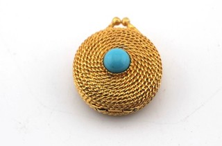 Estee Lauder Youth Dew Solid Perfume Compact 1971 Gold Rope Turquoise Vintage
