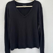 Athleta Cozy Karma V-Neck Sweatshirt Black Size S Thumbholes Tencel Modal