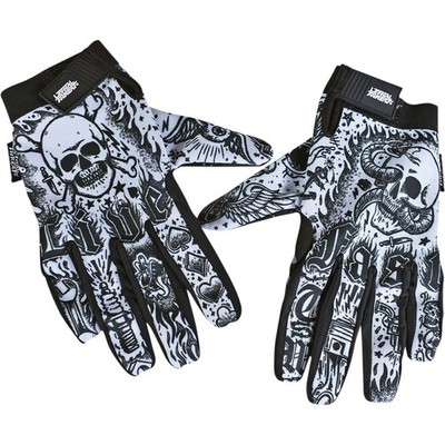 Lethal Threat Decals Tattoo Gloves - Black/White - 2XL GL15017XXL