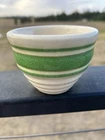 Vintage Hull Pottery Green Stripe Beehive Custard Cup 2.5”