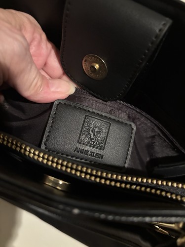 Anne Klein Handbag Purse Top Zip Handles. Medium Black Bag - Picture 7 of 7