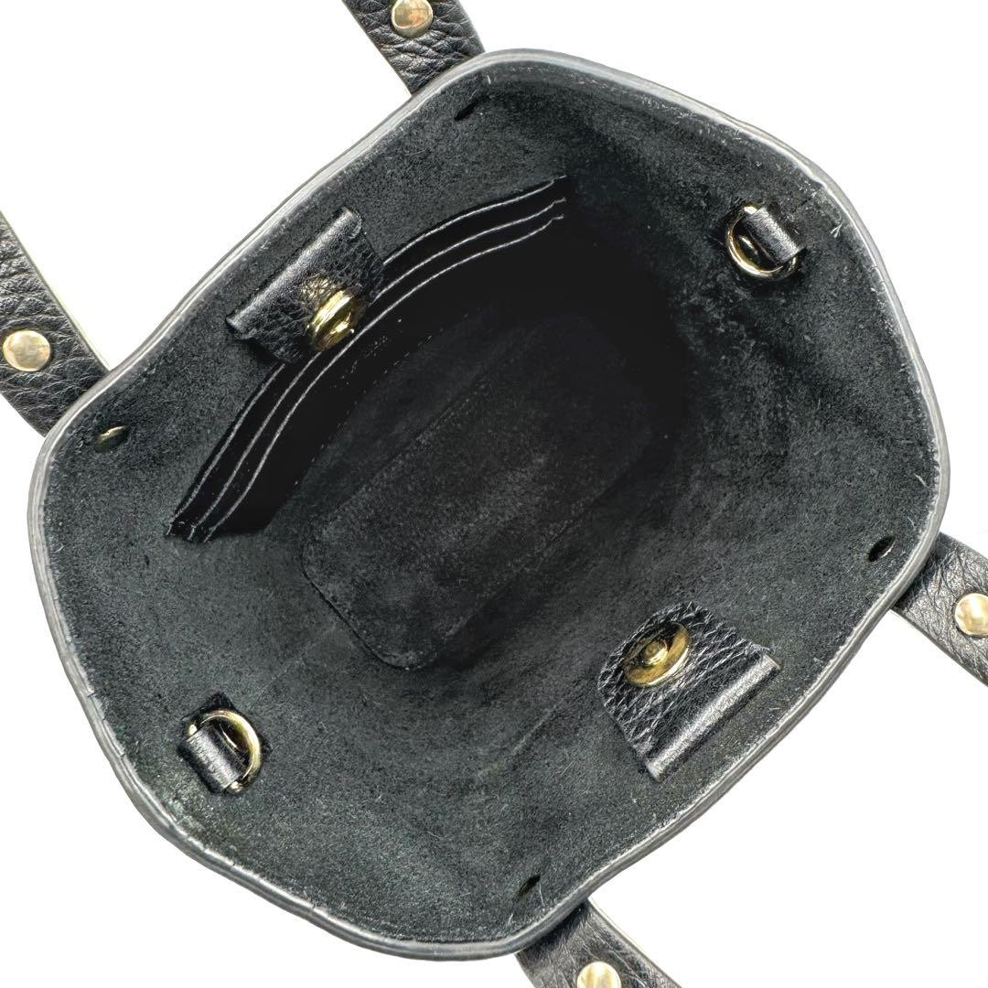 VALENTINO Women Rockstud Chain Shoulder bag 2Way Leather Black Gold from japan thumbnail 8