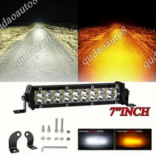 7INCH Strobe Led Light Bar Super Bright Dual Row Spot Flood Pickup Truck UTV ATV