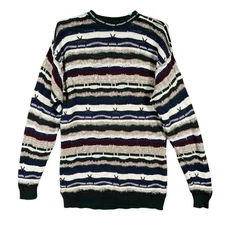 Vintage Geoffrey Beene Sweater XL Textured Knit Multicolor Coogi Biggie Cosby