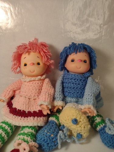 Set Of 2 Vintage Crocheted Strawberry Shortcake/Icecream Like Dolls W Hats - Bild 8 von 12