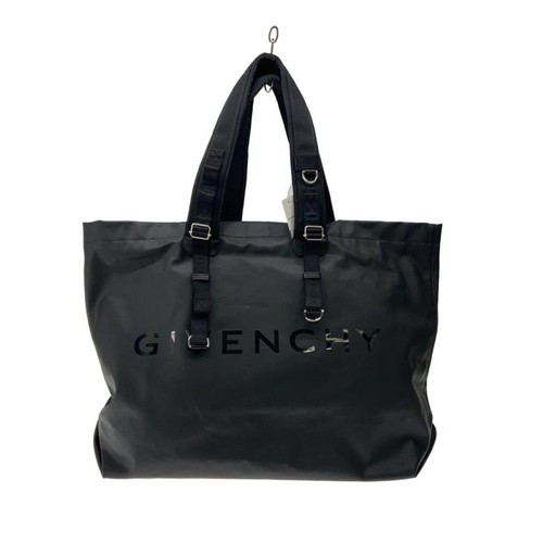 GIVENCHY Black PVC Tote Bag Men Silver Hardware 19.3in x 17.3in Auth