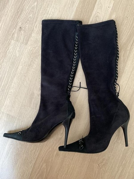 Women Casadei Boots Black Suede 37 #13DP