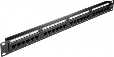 Goobay  CAT 5e 19-Zoll Patch Panel, 24 Port, (1 HE) UTP ungeschirmt, schwarz